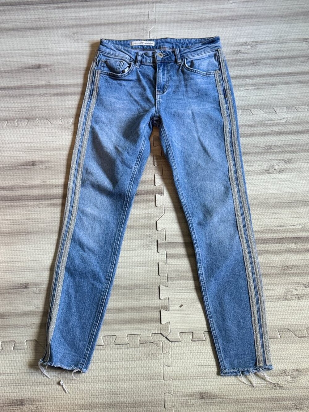 Anthropologie Pilcro Women's High-Rise Slim Straight Silver Side Seam Jeans